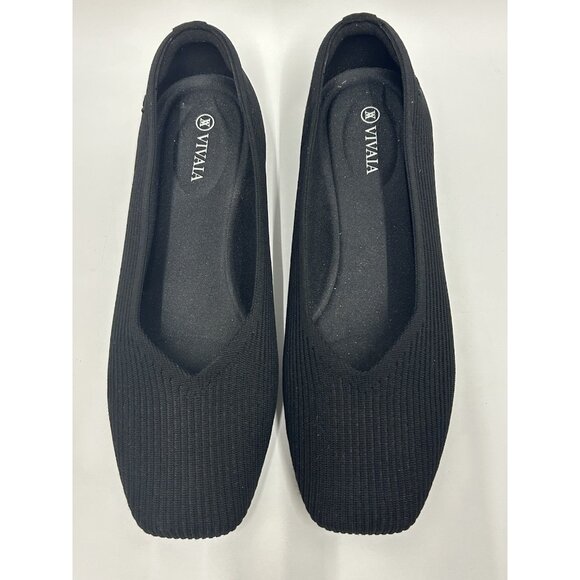 Vivaia Margot 2.0 Square Toe V-Cut Flats Black Washable Shoes NWOB 9-9.5 EU 40 - Picture 3 of 8